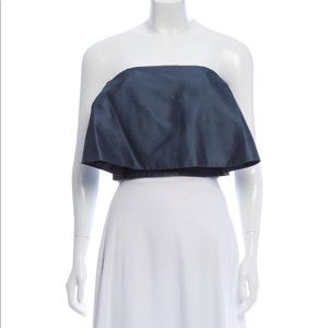 Blue silk LaPointe (Sally LaPointe) strapless crop top. Like new! (Size 2)
